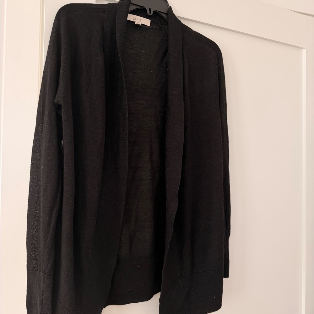 cupcakes & cashmere Women's Sheer Black Open Cardigan